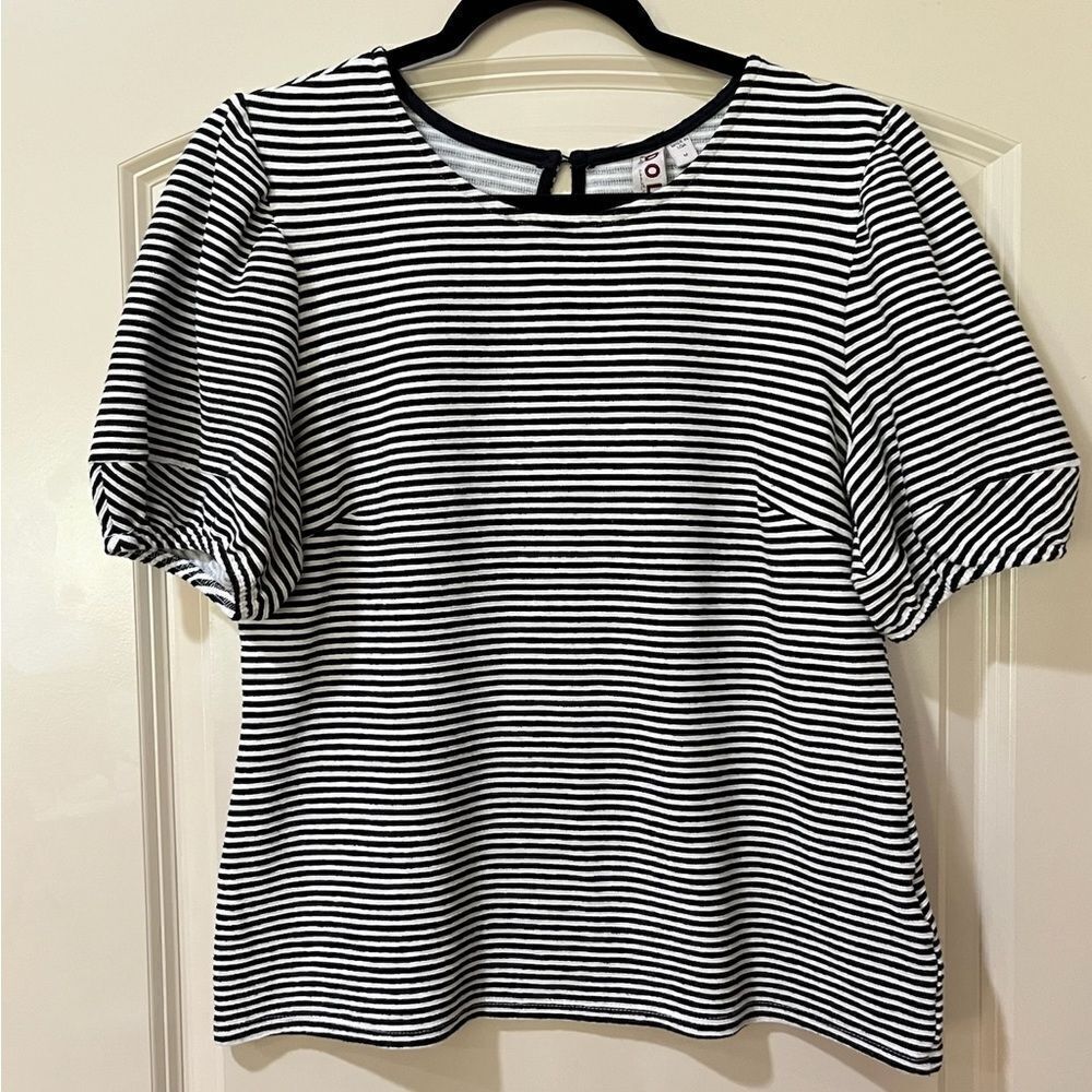 ANTHROPOLOGIE DOLAN Short Sleeve Striped Top White Black Women’s Size Medium